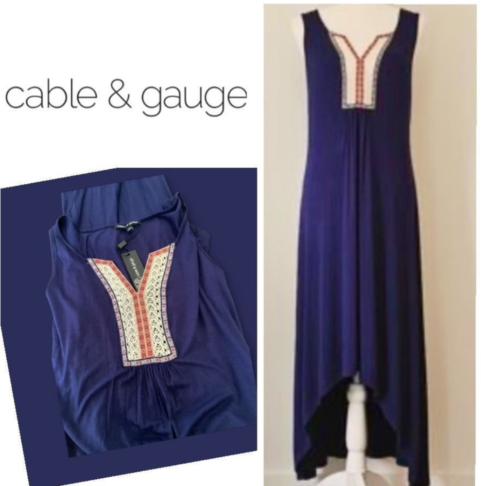 Cable & Gauge Women's High Low Dress in Deep Blue